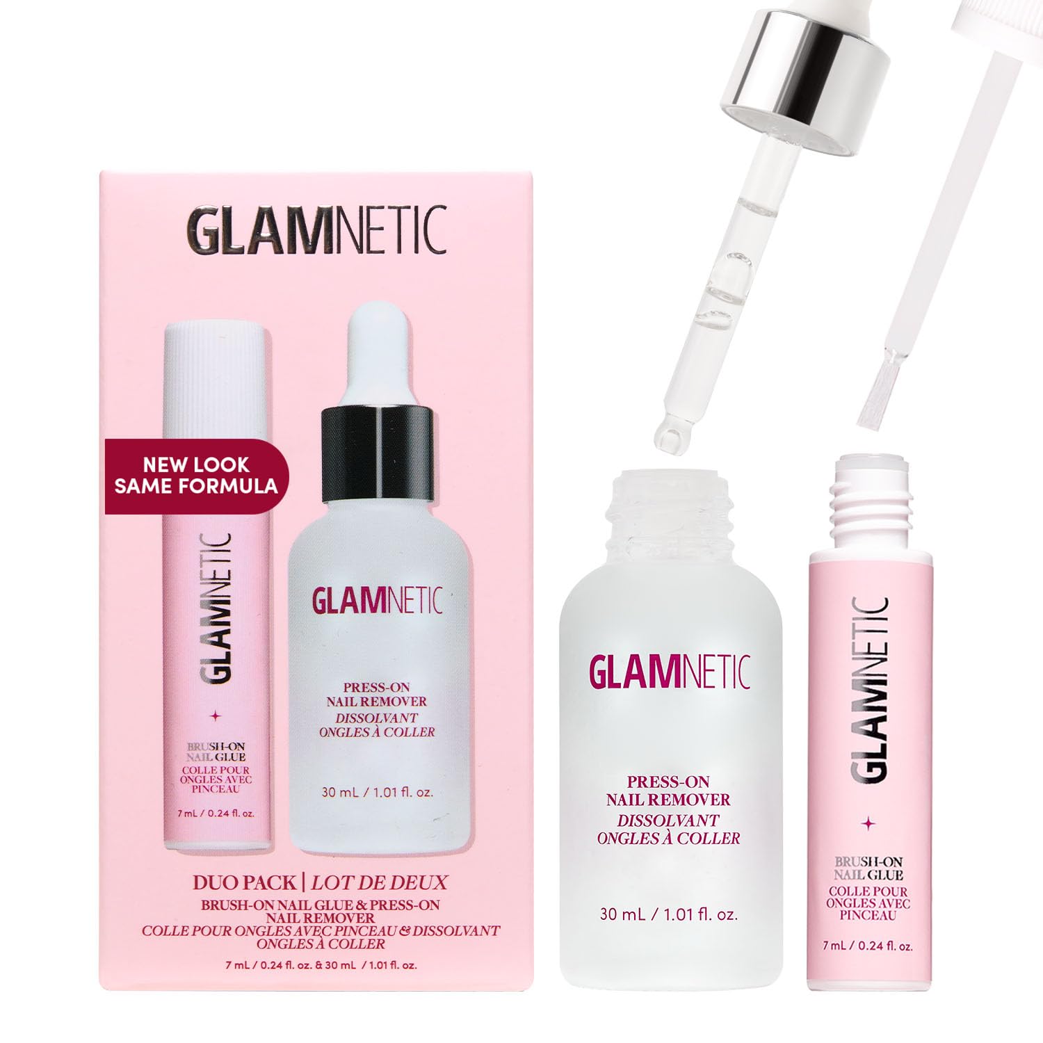 Glamnetic Brush On Nail Glue & Press On Nail Remover Duo | 2 Full Size Kit