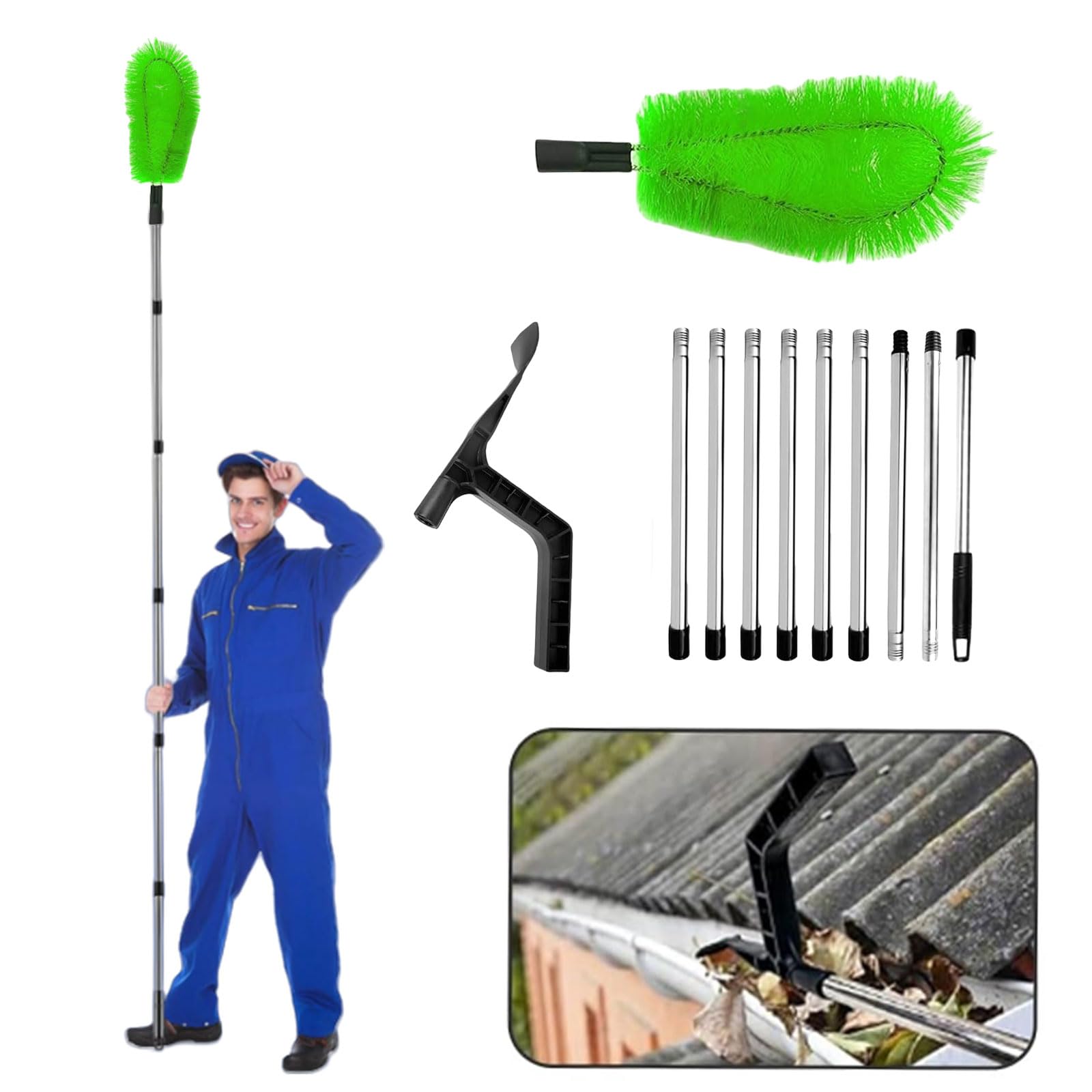 Nettoyeur de gouttières télescopique 350 cm 2 en 1 brosse cuillère