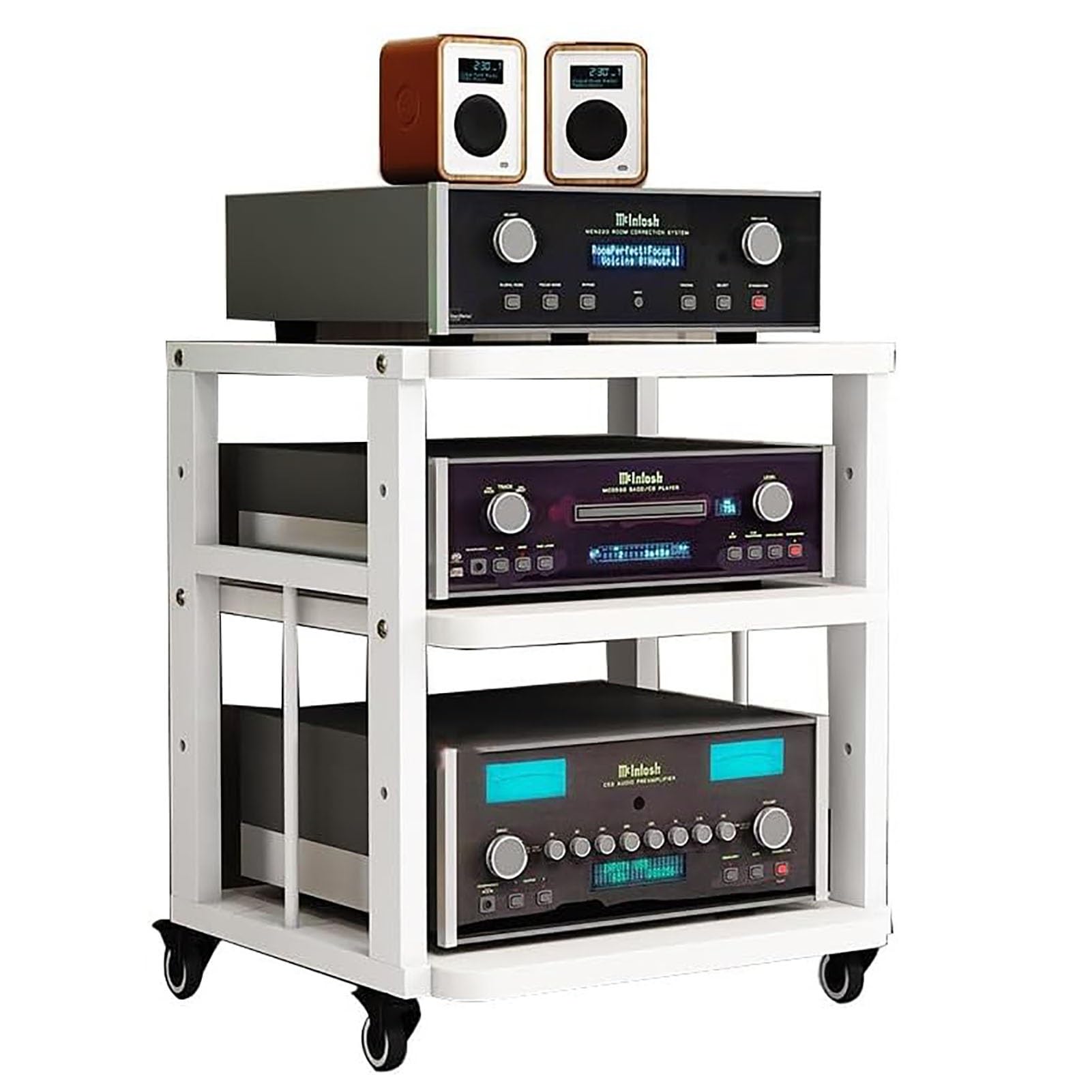 XingLi Media Storage Cabinet, 4 Tier Audio Video Media Stand Cabinet Height Adjustable CD Player Stand Stereo Component Storage Cabinet,for Home/Office/Theater(Color:B)