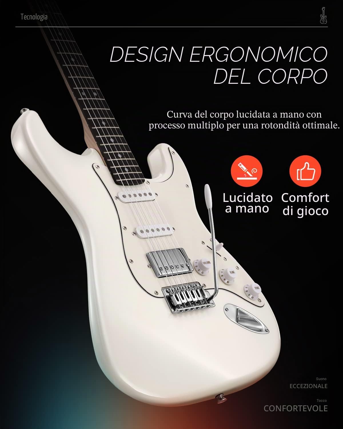 Donner Chitarra elettrica, DST-152 Starter Kit per chitarra elettrica HSS Pickup Coil Split, con amplificatore, borsa, accessori, bianco
