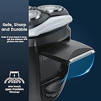 Vista 8 de SweetLF Afeitadora eléctrica para hombre, silenciosa y potente, IPX7 impermeable, cuchillas flotantes de doble pista, carga rápida tipo C, carga