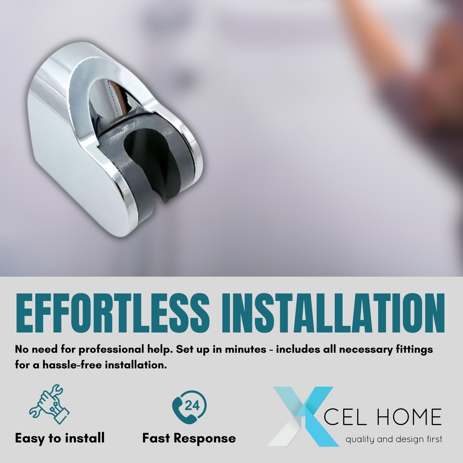Chrome Square Shower Head Holder Bracket - Modern Bathroom Accessory for Secure Mounting and Stylish Design - Image 4