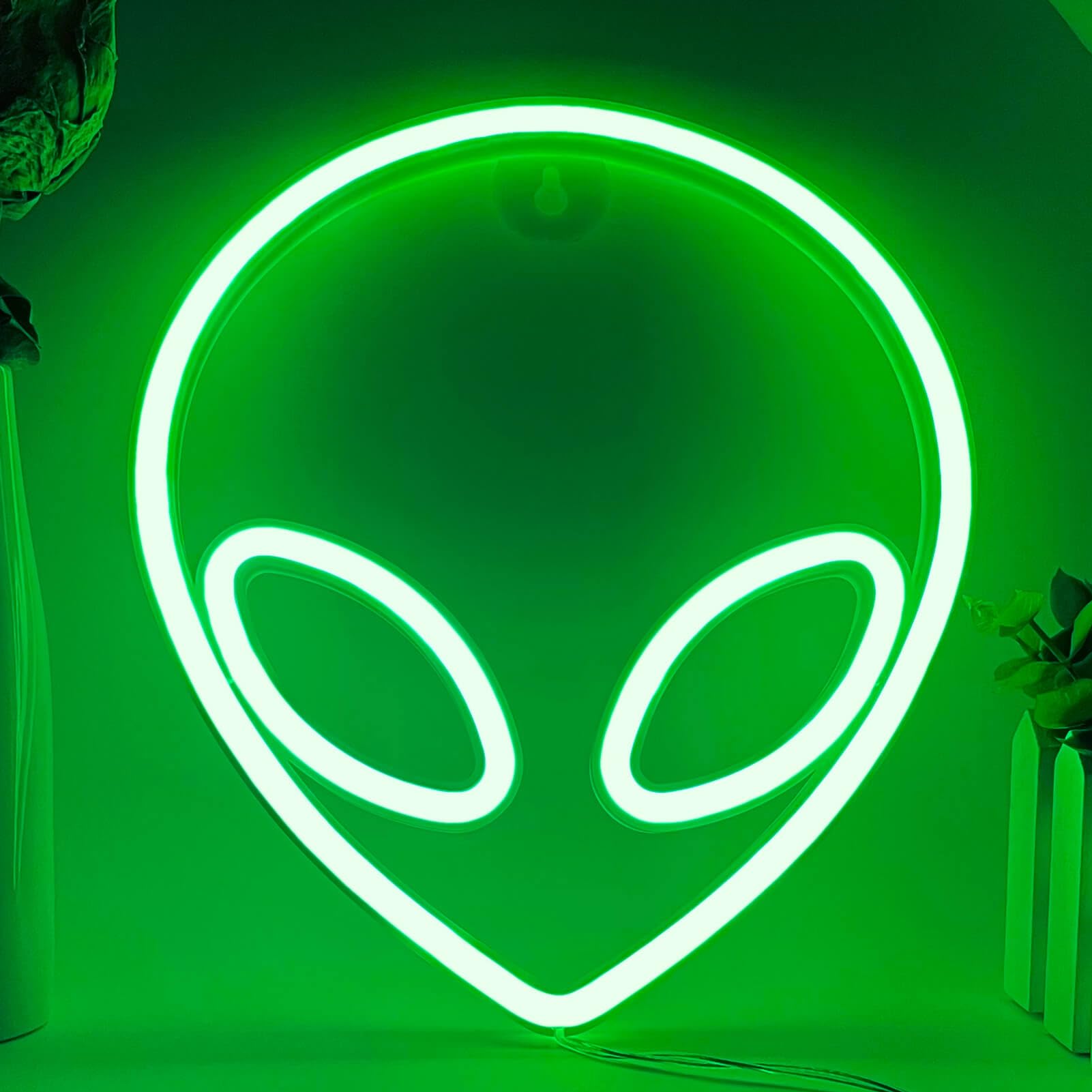 VIFULIN Alien Neon Sign Green Alien Light, Alien Neon Lights Alien LED Sign Alien Head Lamp Gifts USB/Battery Operated Neon Sign for Wall Decor, Alien Party Decorations for Halloween, Christmas