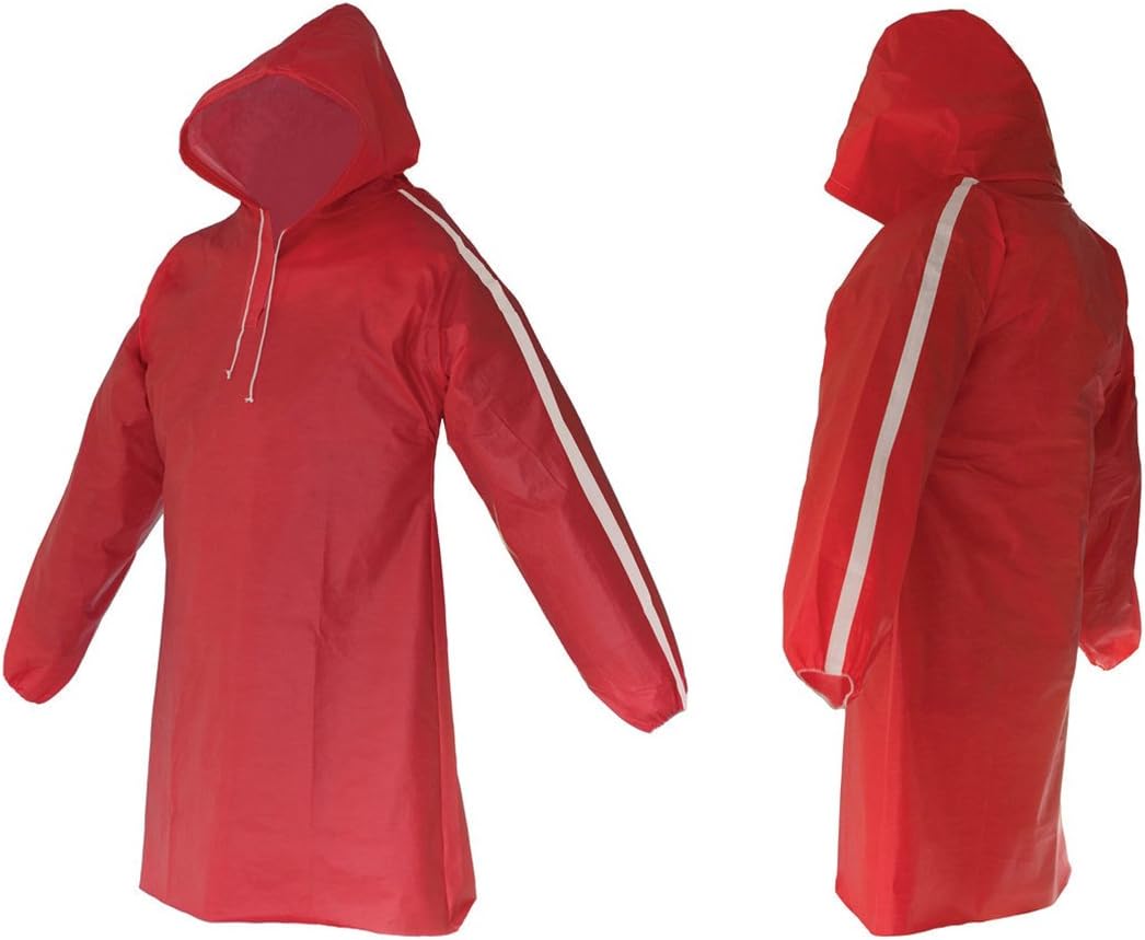 AllWeatherWare Rain Poncho for Men & Women - Lightweight, Breathable Hooded Coverall - Microporous Adults Pullover | Red, XXL