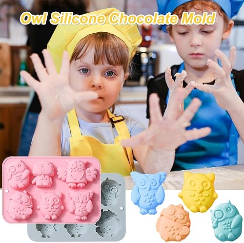 Miniatura 4 de OURASHERO Paquete de 2 moldes de chocolate con diferentes formas de búho, moldes de silicona para pasteles, gomitas, gelatina, cubitos de hielo,