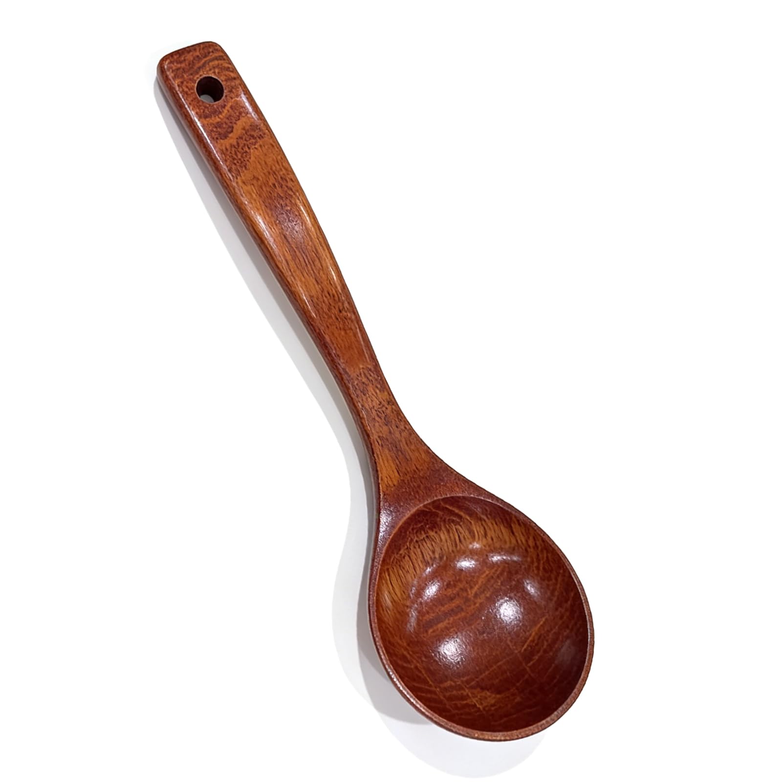 Qusinfc Ergonomic Wooden Spoon Ladle Kitchen Tool Long Hook-End Handle for Cooking Heatproof Design Ideal for Family Meals Wooden Cutlery