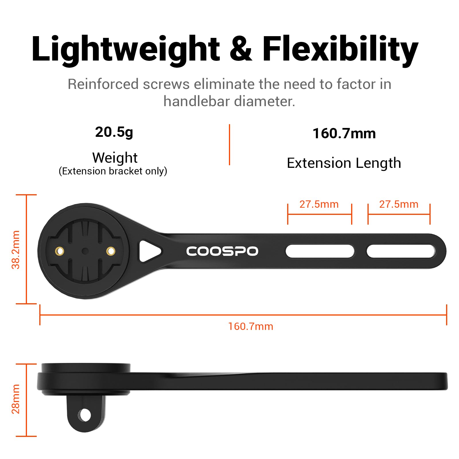 CooSpo Uchwyt na komputer rowerowy, szybkie mocowanie do komputera rowerowego Garmin, Wahoo, Bryton, kompatybilny z gopro, uchwyt rowerowy z przodu