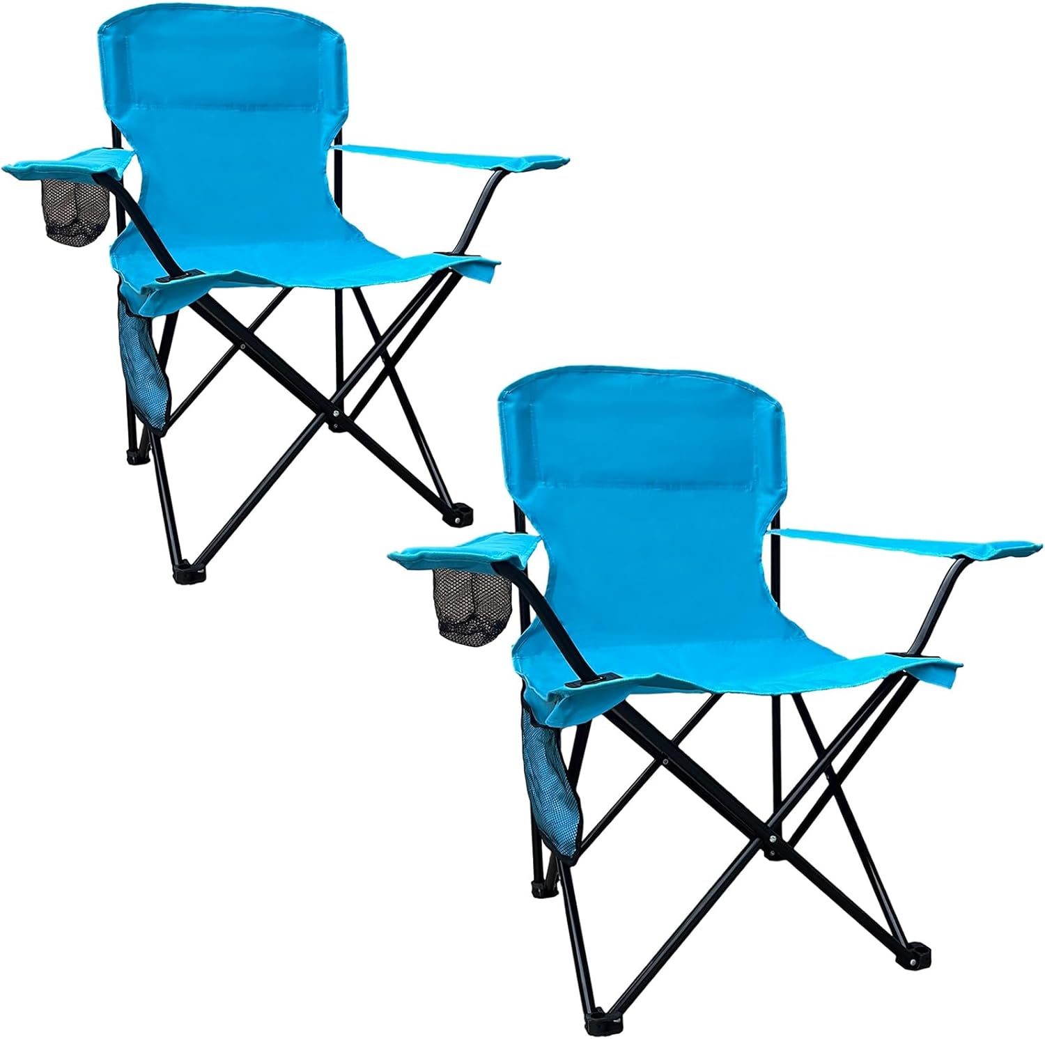 Folding Camping Chair, 225lb Capacity, Includes Cup Holder & Side Storage Bag, 5.5lbs Portable for Beach, Camping, Sport,2PCS Blue 20.5"D x 20.5"W x 33.8"H Blue 2