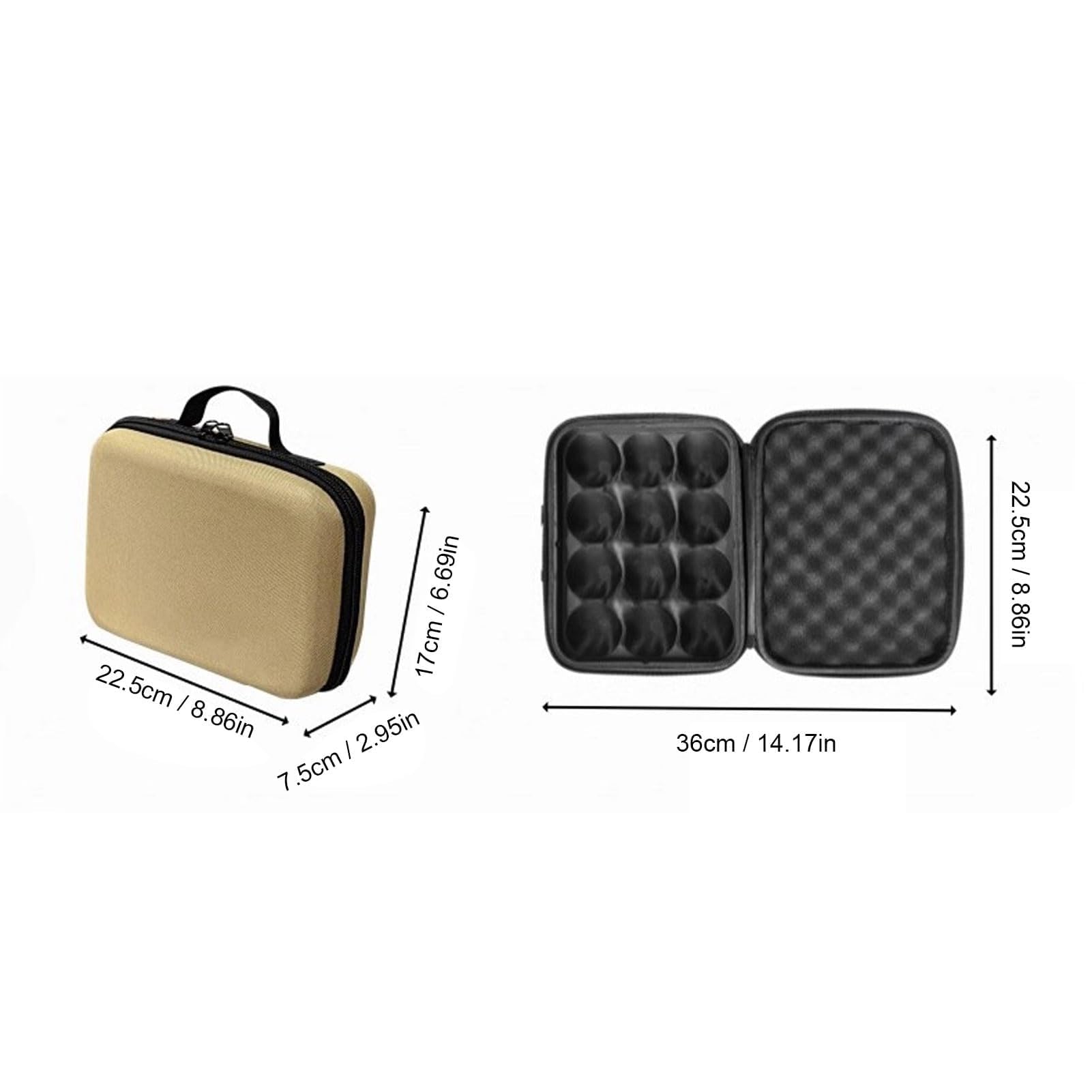 Contenitore per Uova da Esterno con 12 Griglie, Portauova Portatile Antiurto con Borsa con Cerniera e Slot Dedicati, per Campeggio, Picnic, Viaggi, Uso Domestico
