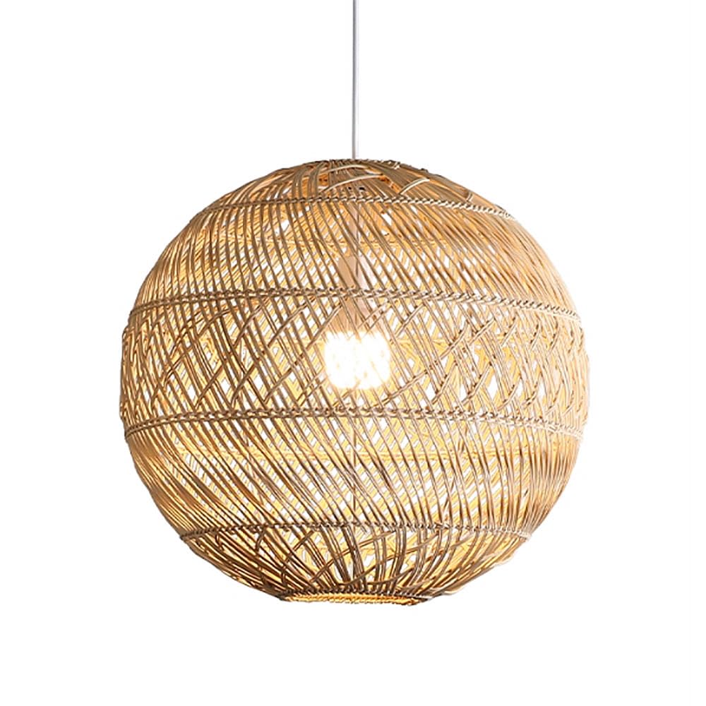 LYMSXAZOU Boho 19.7" Large Rattan Chandelier Light Fixture Wicker Ceiling Pendant Lighting Shade 1-Light Hand-Woven Hanging for Dining Room Rustic Woven Kitchen Light,
