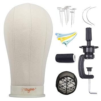 Wig Head Stand Wig Making Head Wig Head Canvas Block Head With Stand for Making Wigs Mannequin Head for Wigs(21