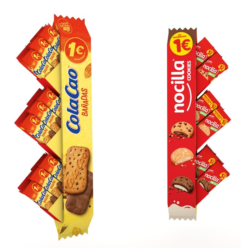 ColaCao y Nocilla Pack Surtido de Galletas, 22 Unidades, Chocolate y Crema de Avellanas