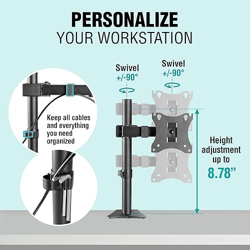 Miniatura 5 de ELG Soporte de escritorio giratorio de movimiento completo para monitor de hasta 34 pulgadas, posición de altura de brazo ajustable, soporte para