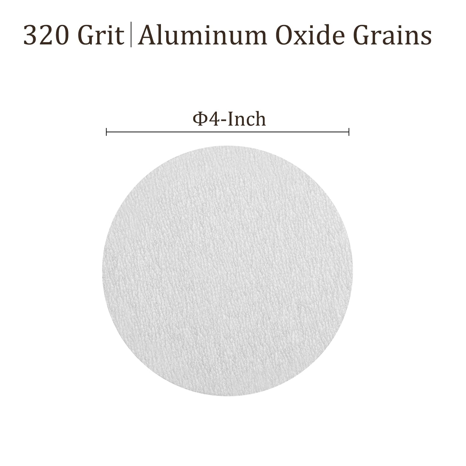 50 Pcs Sanding Discs Hook and Loop Backing - [4 Inch x 320 Grits] Aluminum Oxide White Sandpapers for Orbital Sander Round Sanding Papers