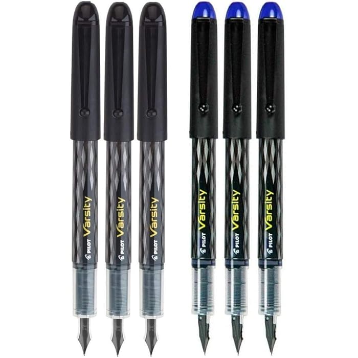 Buy Pilot Varsity Disposable Fountain 6 Pack Combo, 3 Black Pens and 3