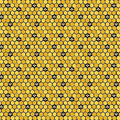 Makower - Tela de abejas girasoles - 100% algodón (nido de abeja negro amarillo MAK1629)