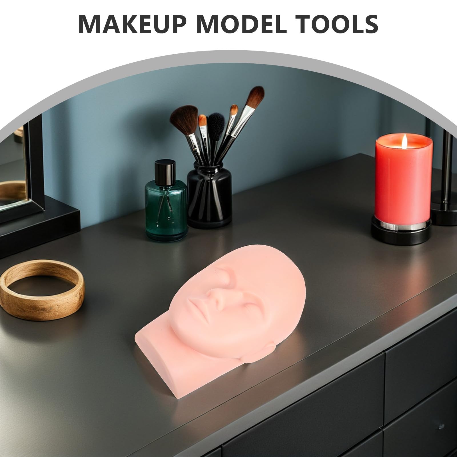 2 Stück Übungsköpfe für Wimpernverlängerung aus Weichem Silikon mit Realistischem Augenbereich Kompaktes Design für Make Up Übungsmodell im Schönheitsschulunterricht