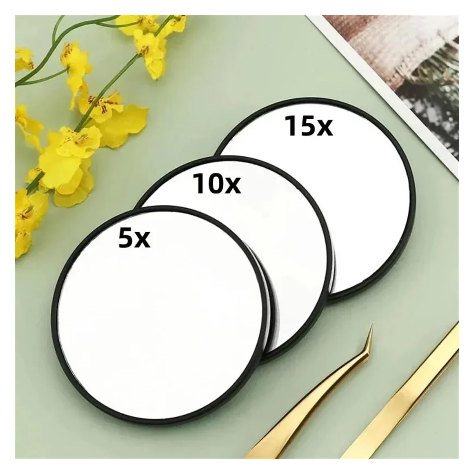 Espejo PequeñO Espejo De Aumento De 5x/10x/15x con Ventosa Espejo De Aumento For Puntos Negros For Baño Espejo De Maquillaje Redondo Portátil(Color 01)