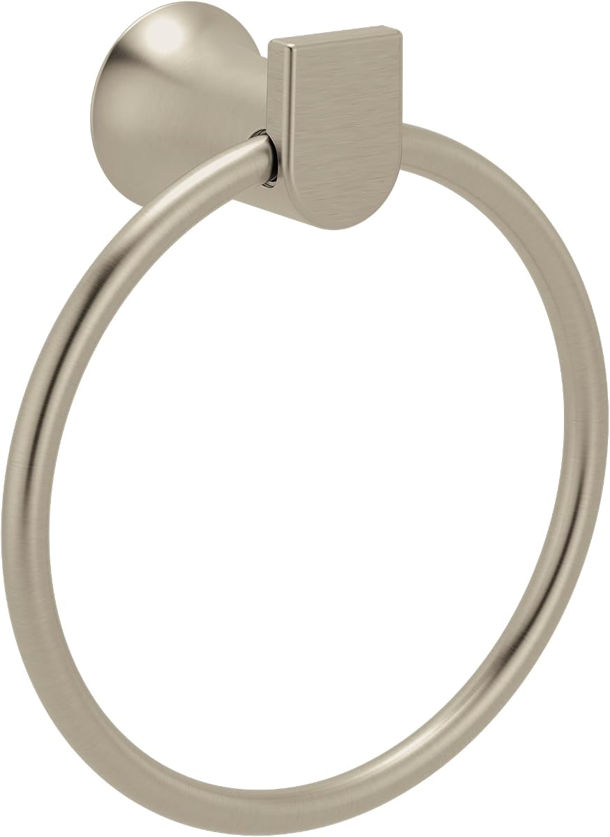 Genta LX Modern Wall Mount Bathroom Hand Towel Ring, Brushed Nickel, BH3885BN