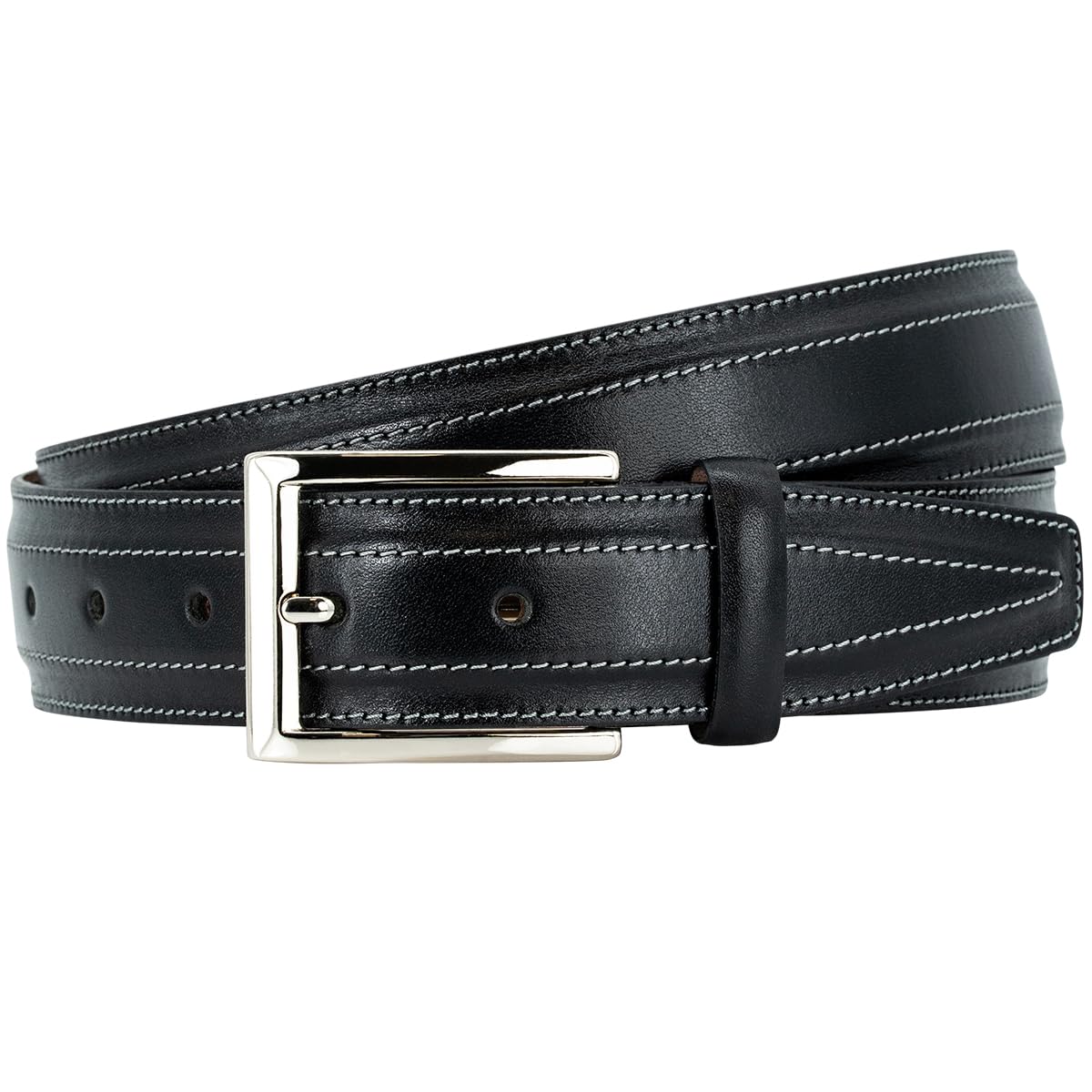 Cintura In Pelle Uomo Lindenmann Klassik G.CHABROLLE, Pieno Fiore Curvato, Colore Mud, Larghezza 3,5 Cm, Lunghezza Fino A 120 Cm, Con Sacchetto - 2
