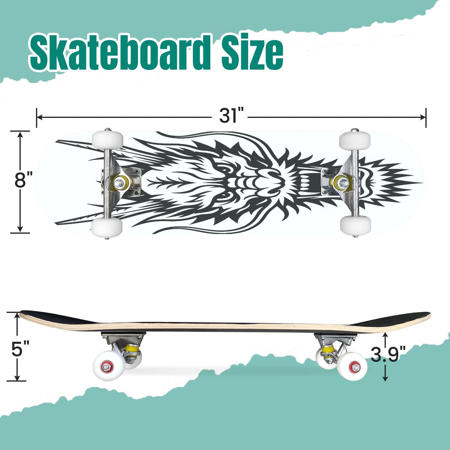 Skateboards Dragon Head This is for Tattoo Graphic 7 Layer Maple Wood Deck 31