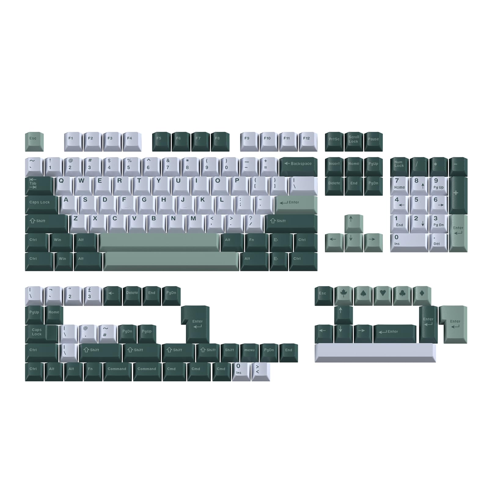 Botanical Alice Keycap Set - 172 Doubleshot Keycaps for Alice Keyboards and Cherry MX Switches - ISO/ANSI Fit