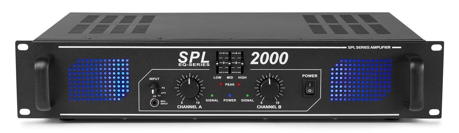 MAX SKYTEC Pack Complet Max215 - Enceinte Passive Puissante 2X 15 2000W avec Amplificateur 2X 1000W, Câbles Haut-Parleurs Intégrés, Idéal pour Soirées et Karaokés