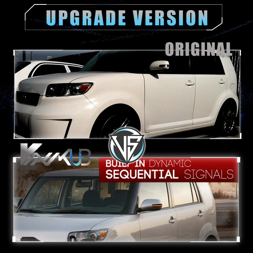 Sequential LED Side Mirror Turn Signal Lights for 2011-2016 Scion tC, 2008-2015 Scion xB, Smoked Lens Side Marker Blinker Mirror Light, Amber Dynamic Turn Signal Lamp, 2 PCS