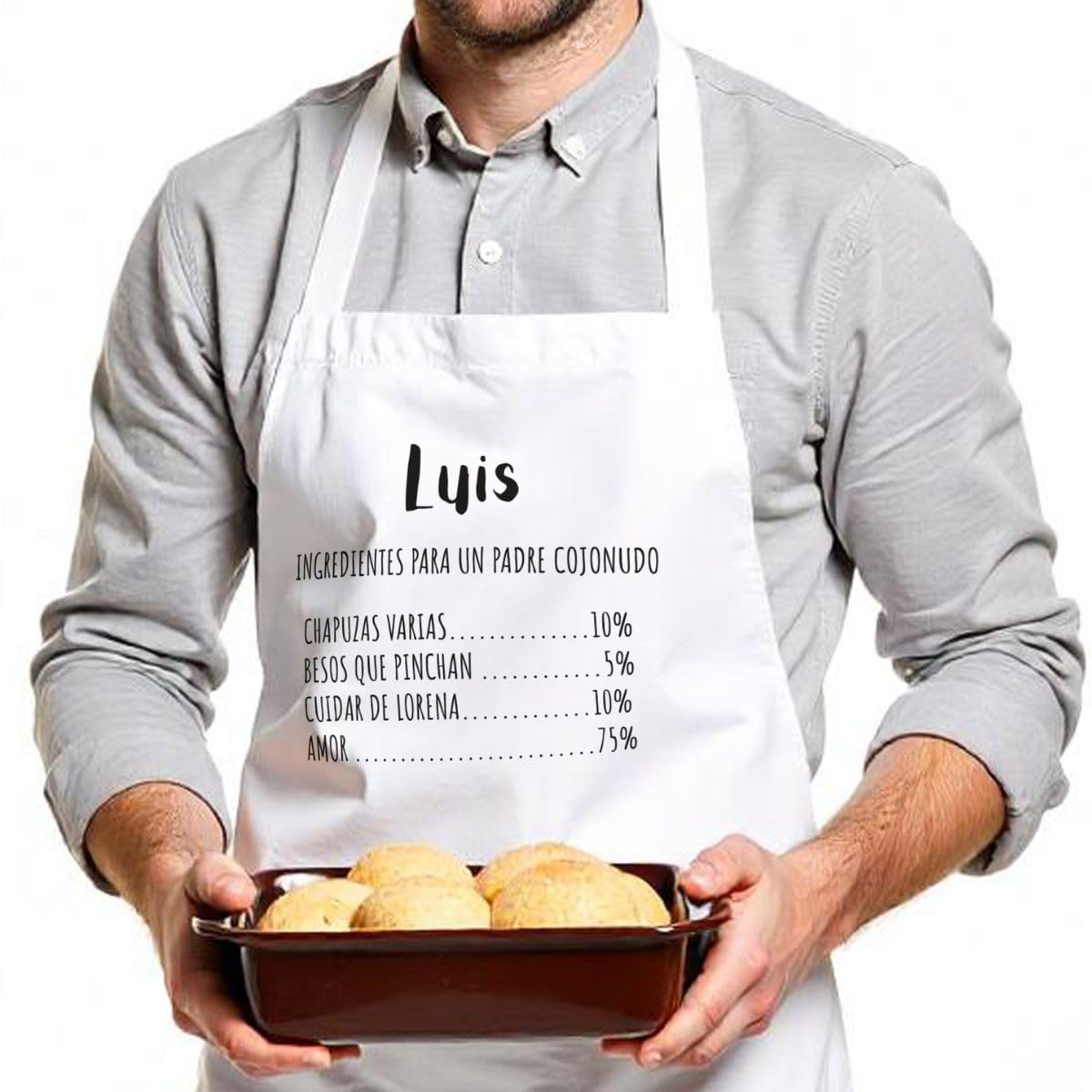 DEREGALOOS Delantal personalizado para hombres gracioso. Especial cocina personalizado día del Padre. Regalos originales personalizados. frases graciosas chef adulto.