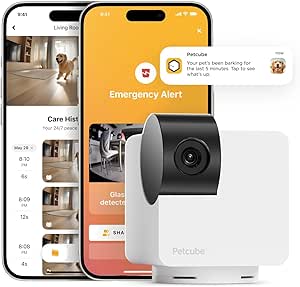 Petcube Cam 360 Camera Interactive WiFi Pet and Home Security Pan-Tilt Camera with Phone App, 1080p HD Video, 360° Rotation, Night Vision, AI Alerts asin的图片