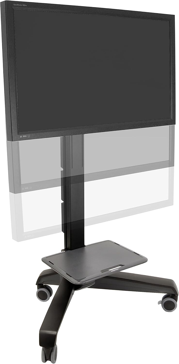 Ergotron – Neo-Flex Mobile MediaCenter UHD, Rolling Computer Cart – for Heavy Monitors or TVs Up to 80 Inches, 90 to 120 lbs – Black