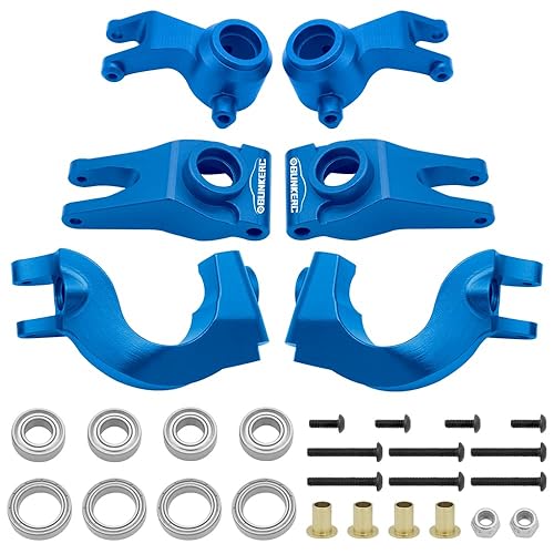 Miniatura 7 de OGRC Bloque de dirección frontal de aluminio y bloque de ruedas y cubo trasero con rodamientos de bolas, piezas de actualización para 110 Arrma