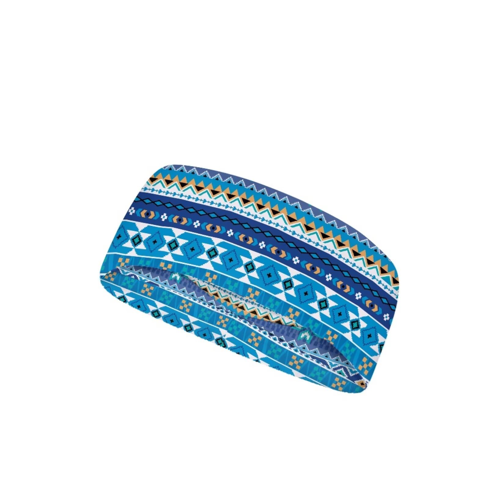 Xoenoiee Aztec Ethnic Tribe Geometric Blue Pattern Sweat Band Sport Headband for Men Women, Head Bands for Workout, Athletic Headbands for Running Cycling, 1 Pack-image-23
