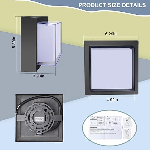 Miniatura 6 de BIRITALO Luces de porche de 18 W 3000 K para exteriores, montaje en pared, lámpara de pared para exteriores, antioxidante, IP65, impermeable, 1800