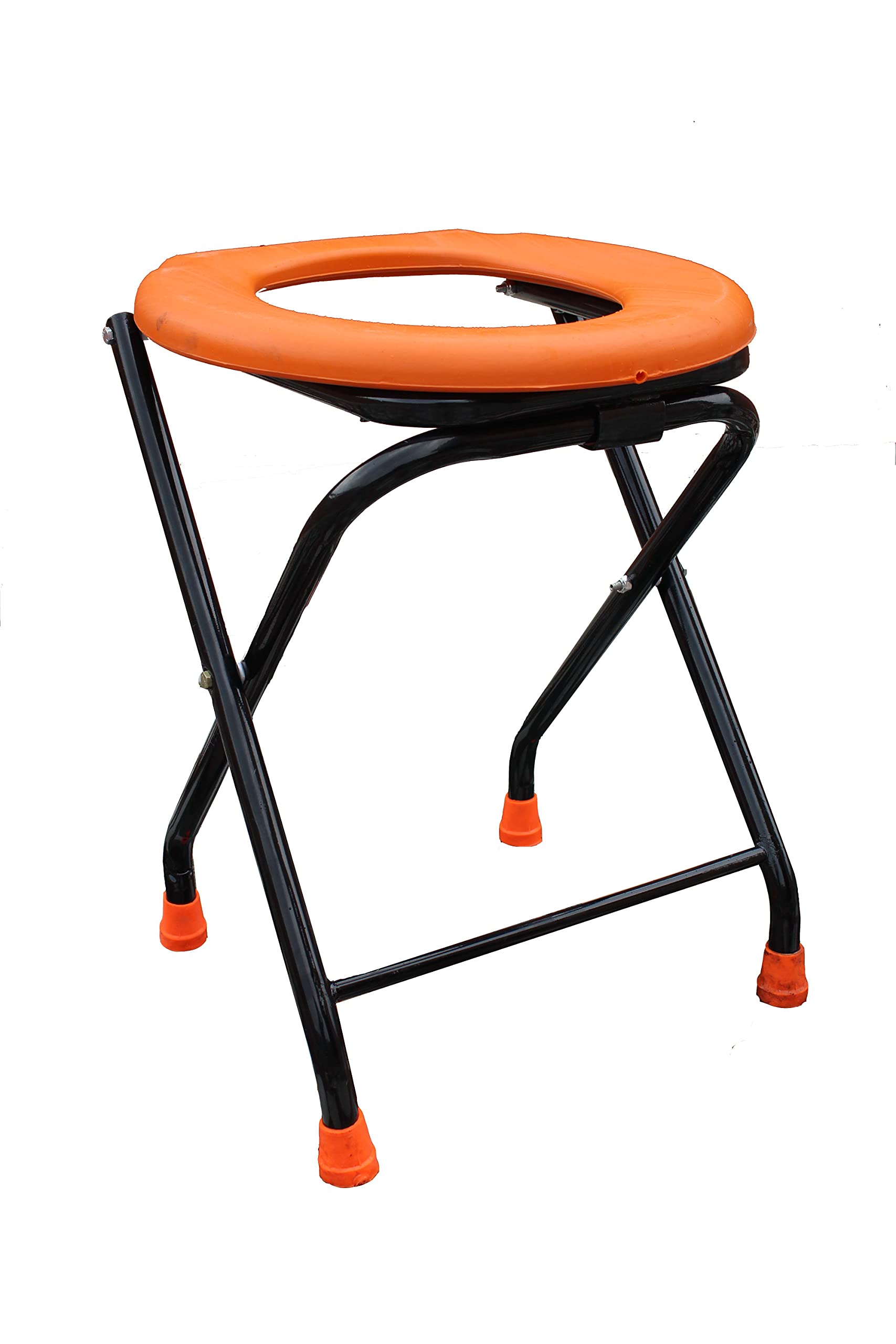 KBG Elderly Portable Commode Stool For Disabled Man And Pregnant Woman Iron Shower And Bathing Room Mobile Commode Chair With Toilet Seat Comfortable Safe Toilet Stool Anti-Skid (Orange)