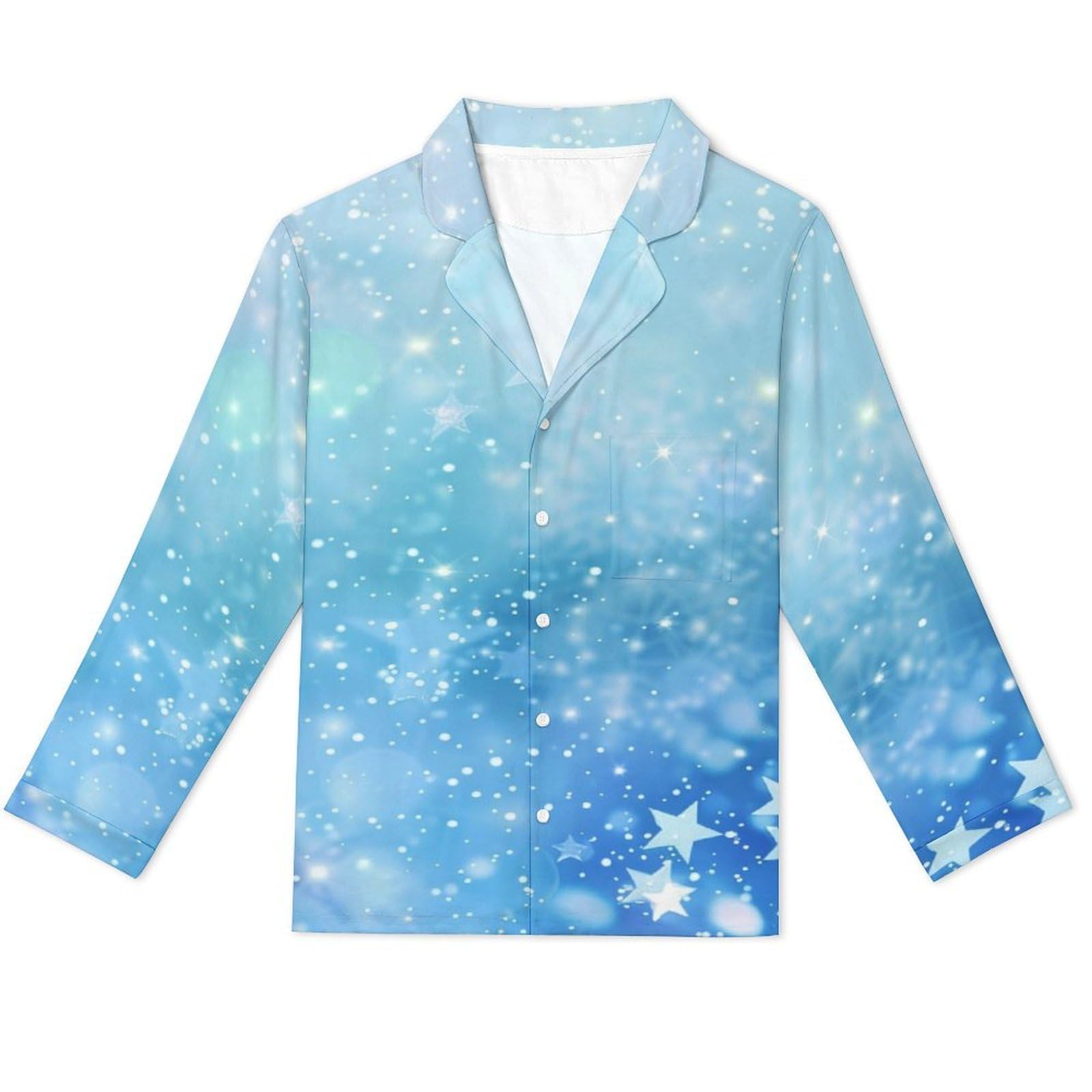 Completo Pigiama da Uomo - Cielo Stellato Blu Pigiama A Maniche Lunghe Abbigliamento da Casa 2 Pezzi Top + Pantaloni Morbido E Caldo Pigiama Autunnale E Invernale