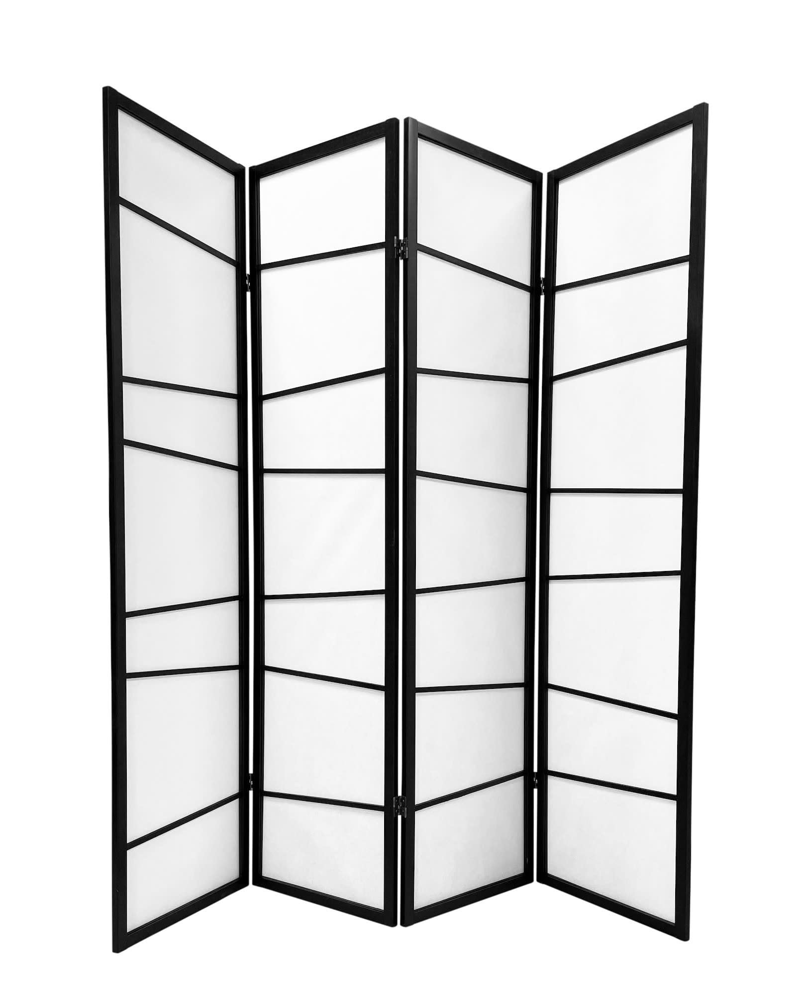 Fine Asianliving Paravent Japonais Shoji L180x180cm Noir - Fuji Séparateur de pièce Oriental Asiatique Cloison de Séparation
