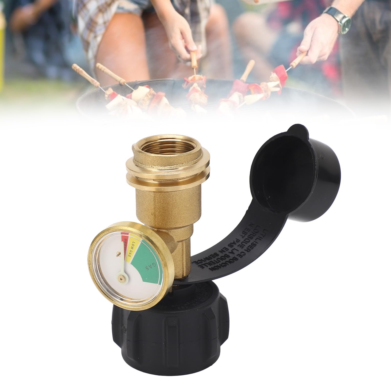 Natudeco Gas Gauge with Leak Detector,Level Indicator Pressure Meter Universal Adapter for RV Camping Barbecue Oven Compatible with QCC1 Type 1 Connections