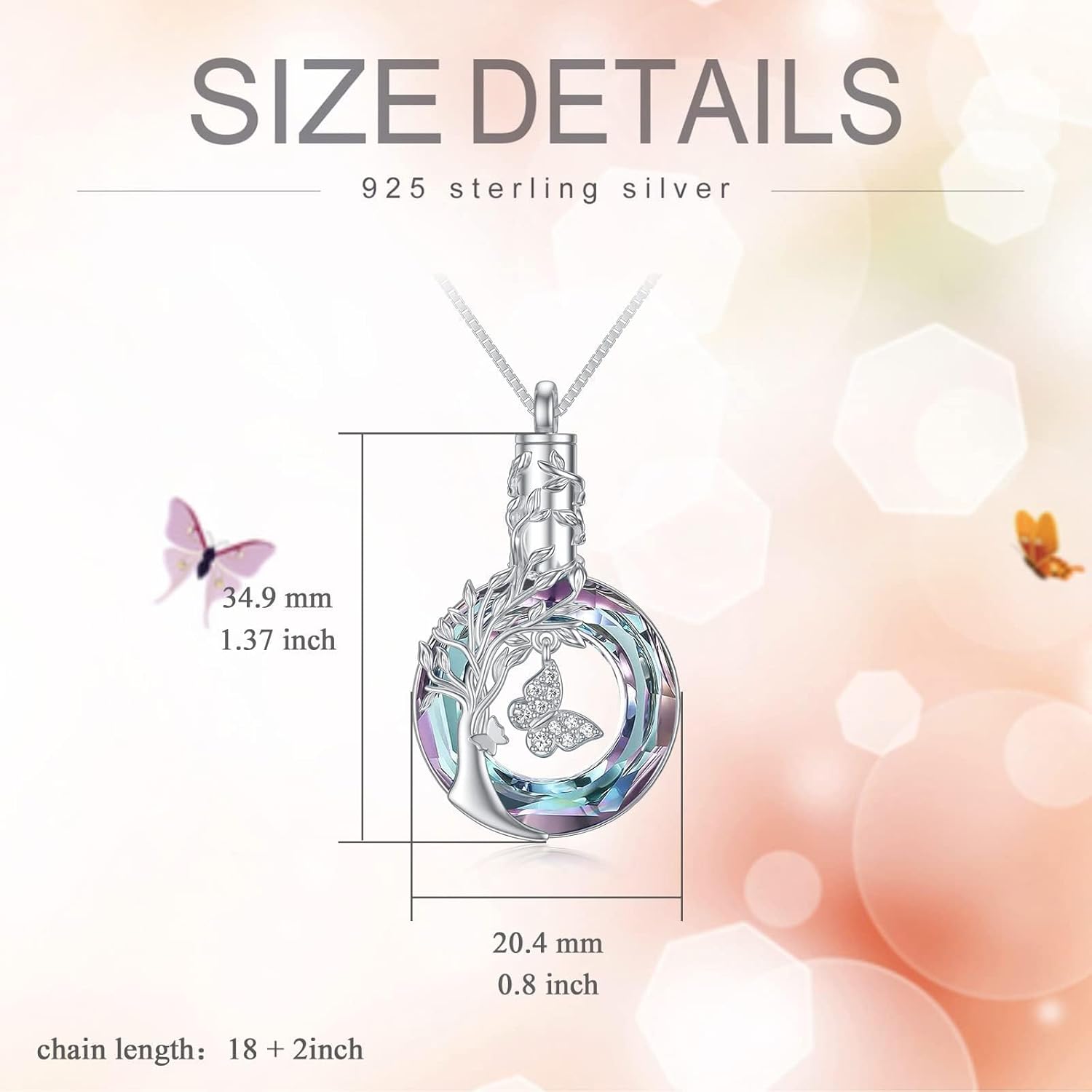 TOUPOP Butterfly Cremation Jewelry for Ashes Urn Necklace for Ashes Sterling Silver Memorial Jewelry - Image 6
