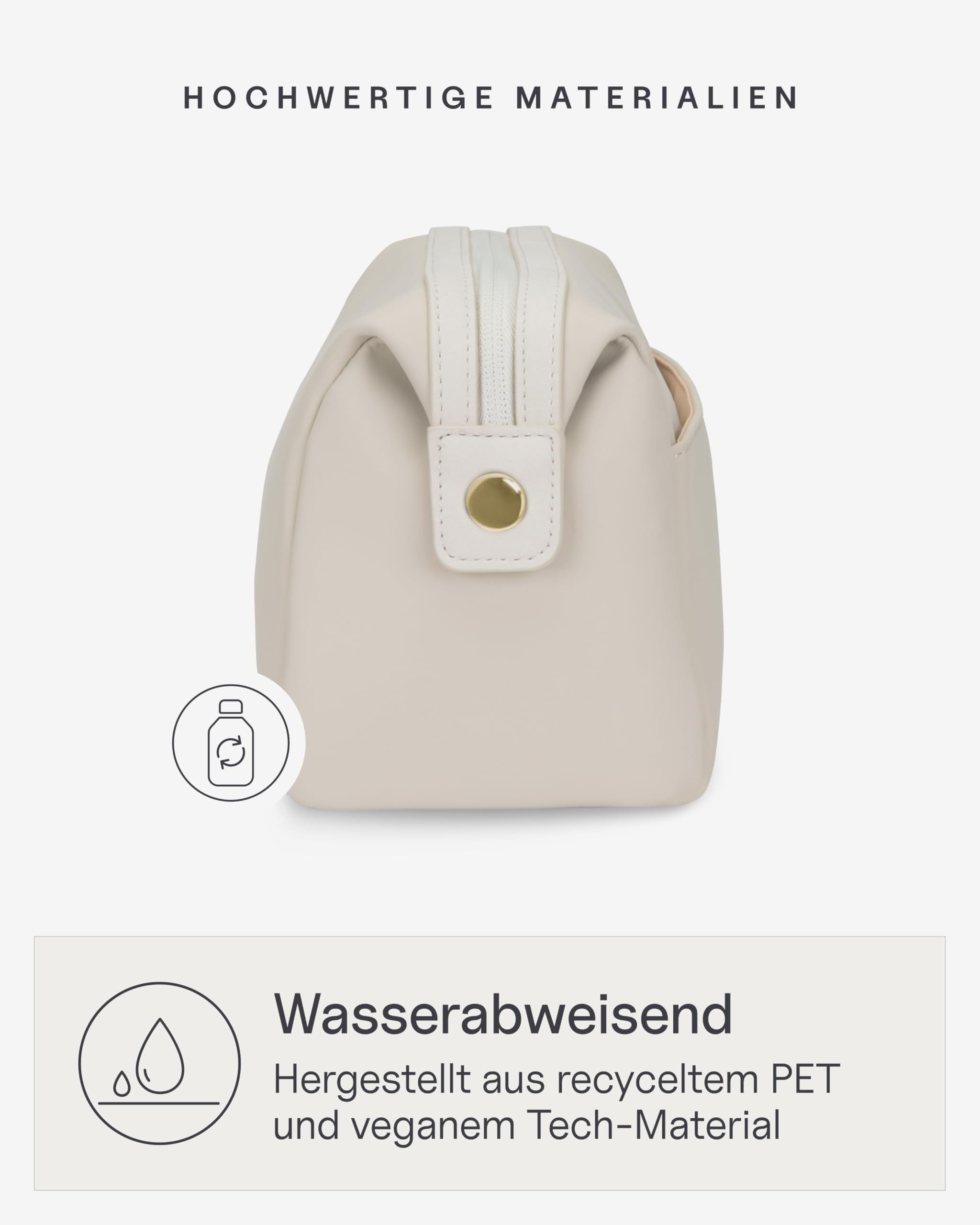 Kapten & Son Windsor Kulturtasche Sandstone 3L | Kulturtasche Damen & Herren | Kosmetiktasche aus veganem Tech-Material | Wasserabweisend, mit Innenfächern & Trageschlaufe | Washbag 14x25x11,5 cm