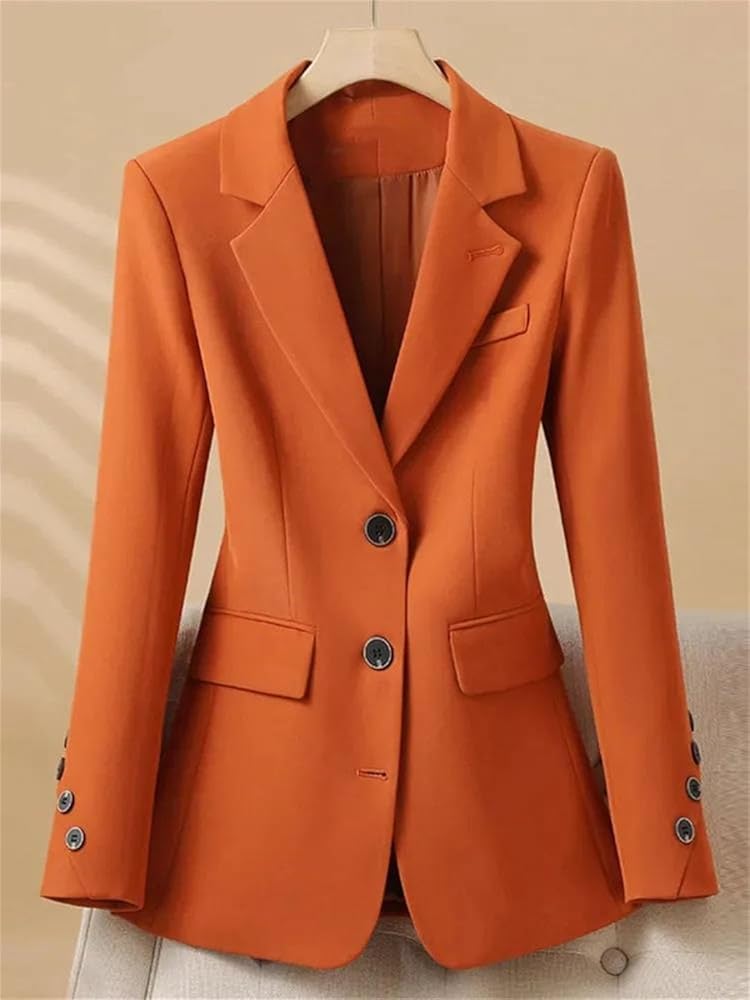 Amazon.com: Women Notched Long Sleeve Single Breasted Blazer