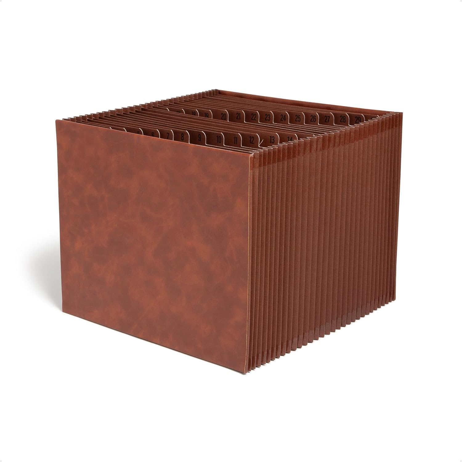 Smead Tuff Accordion File Organizer, Office Supplies, Daily 1-31 Desk Organizer, Letter Size, Premium Vegan Leather, Office Desk Accessories (73785)