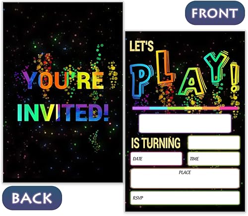 Miniatura 8 de Let's Jump Invitaciones para fiesta de cumpleaños, tarjetas de invitación de fiesta de trampolín brillante de 4 x 6 pulgadas (20 tarjetas + sobres)