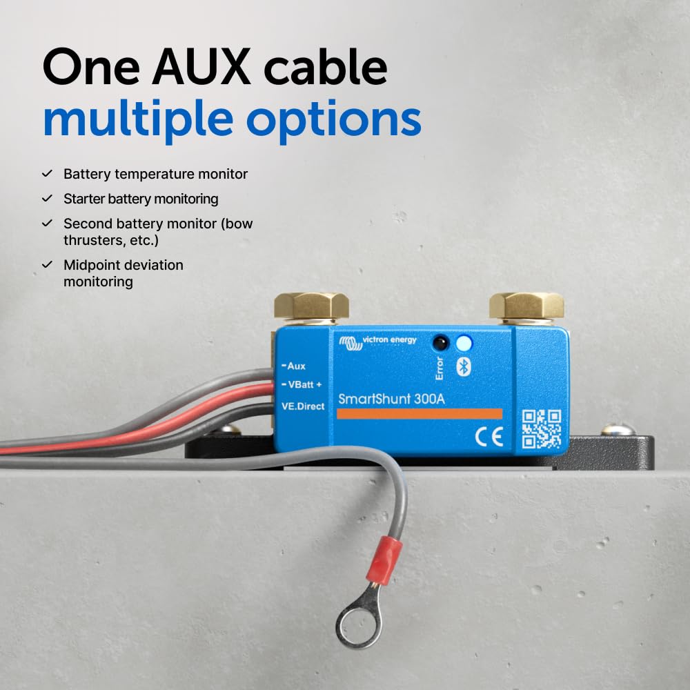 Victron Energy SmartShunt IP65 Battery Monitor (Bluetooth) - Victron Smart Shunt - 6.5V-70V, 300 amp