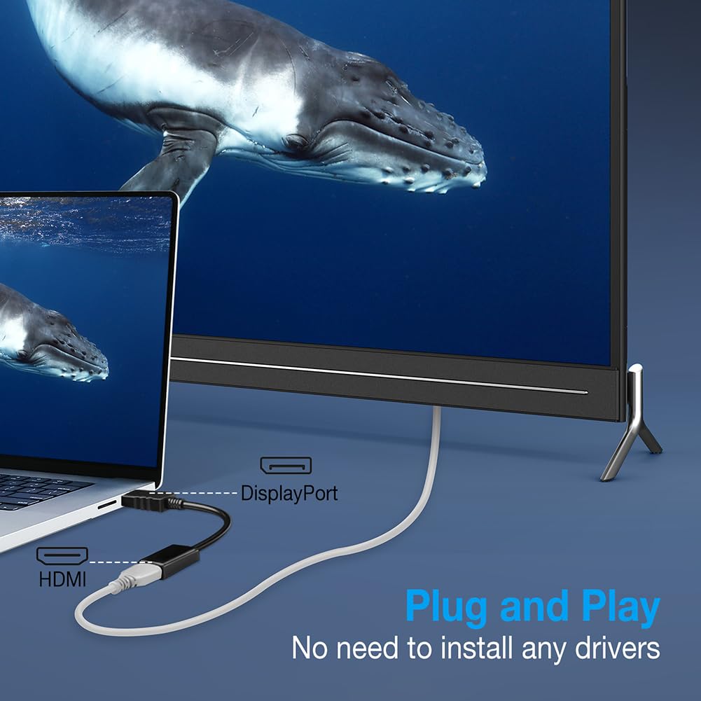 AXFEE Adaptateur Mini DisplayPort vers HDMI, Lot de 1, UHD, 4K 30Hz, 2K 60Hz,1080P 120Hz, pour MacBook Air/Pro, Microsoft Surface Pro et Plus - Noir