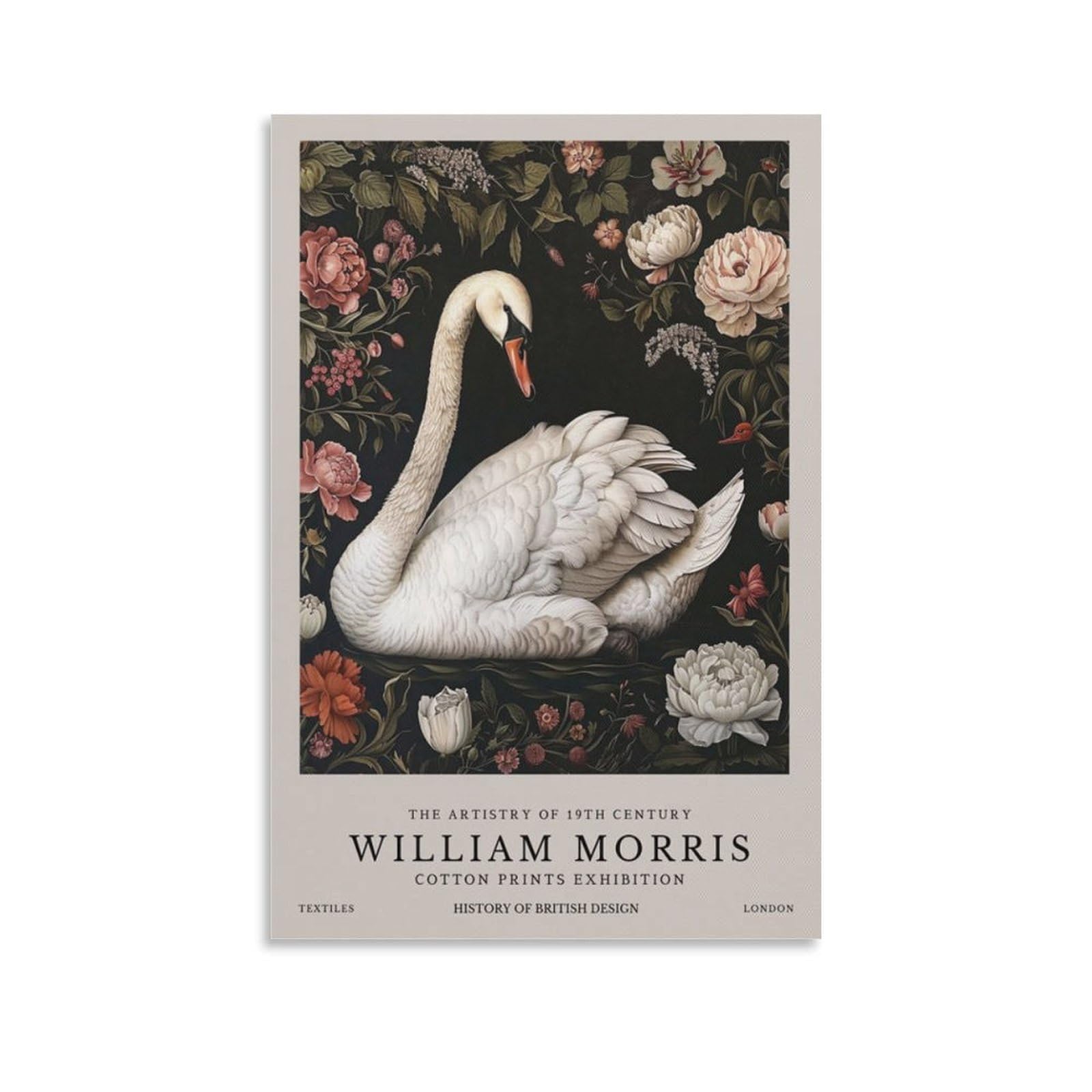 William Morris White Swan Floral Flower Plant Poster For Room Aesthetic Canvas Bathroom Art Wall Decor Photo Prints 20x30inch(50x75cm)
