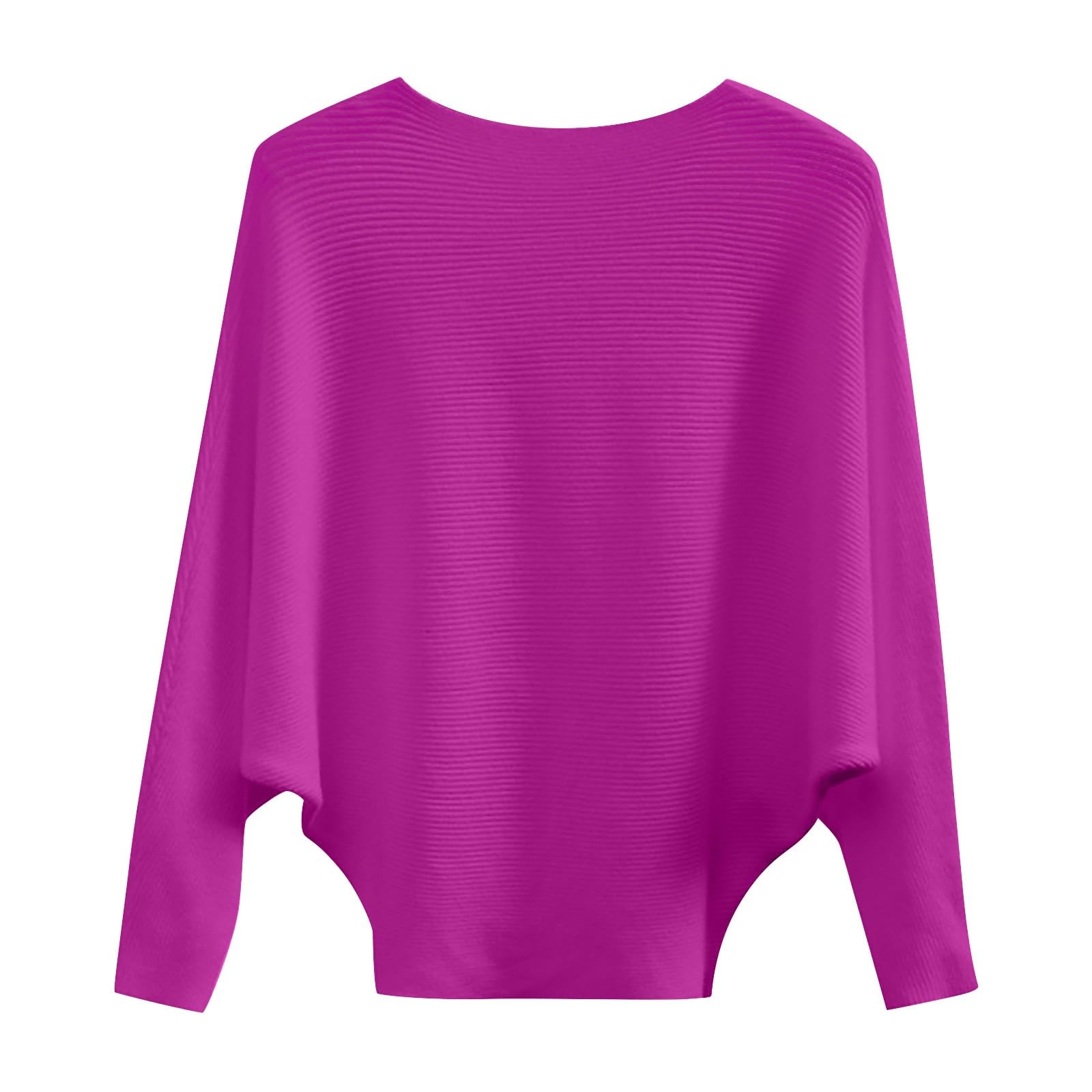 Womens Dolman Batwing Sleeves Sweater Oversized Crewneck Slim Fit Ribbed Knit Pullover Slouchy Jumper Tops 2025 Plus Size