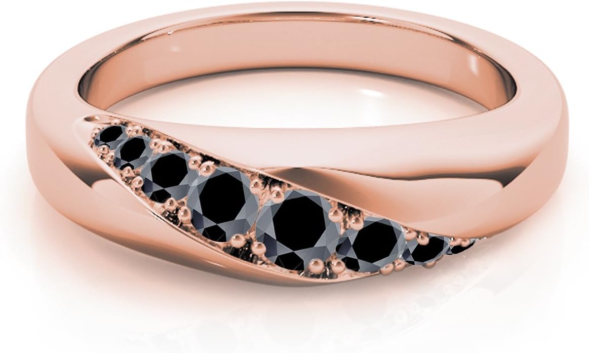 MauliJewels Engagement Rings for Men 0.35 Carat Black Diamond Engagement & Wedding Mens Ring prong 10K Rose Gold