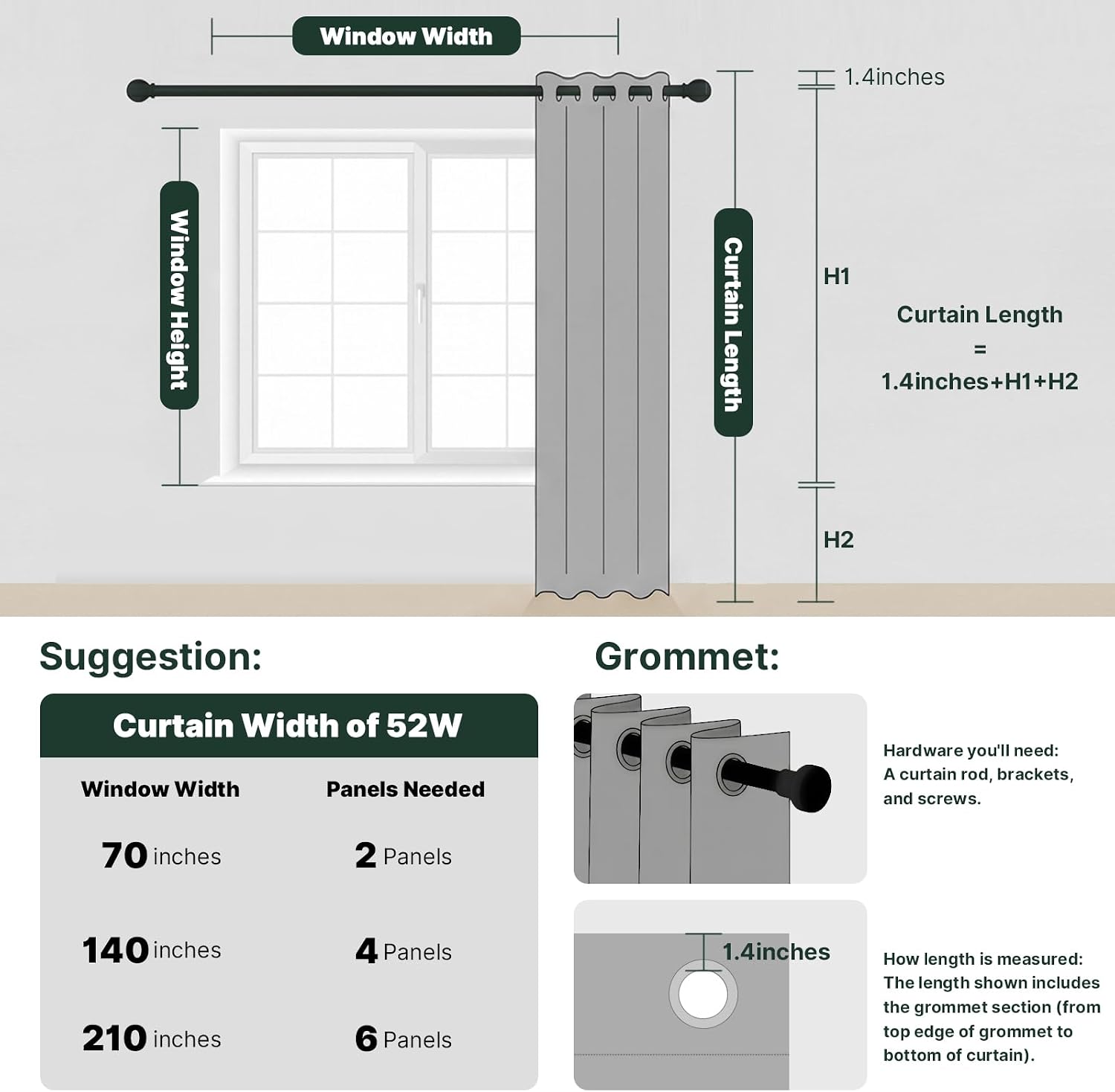 H.VERSAILTEX Blackout Curtains for Bedroom/Living Room Thermal Insulated Printed Curtain Drapes 96 Inches Long Energy Efficient Room Darkening Curtains Pair (2 Panels), Vintage Floral Grey & Teal image 3