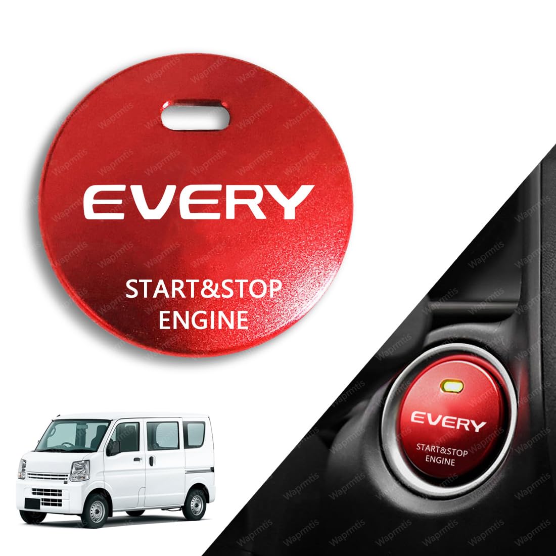 エブリイ スタートボタンカバー スイッチカバー エンジン スタートカバー エブリイ DA17W DA17V エンジン スタートカバー アルミニウム合金製 (エブリイ,レッド)